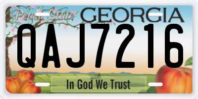 GA license plate QAJ7216