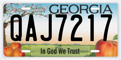 GA license plate QAJ7217