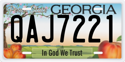GA license plate QAJ7221