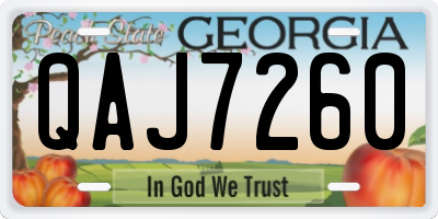 GA license plate QAJ7260
