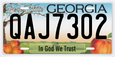 GA license plate QAJ7302