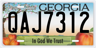 GA license plate QAJ7312