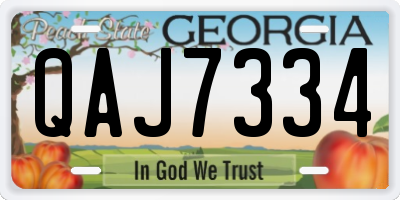 GA license plate QAJ7334