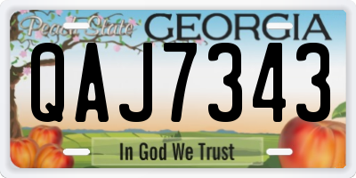 GA license plate QAJ7343