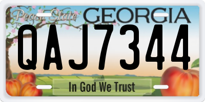 GA license plate QAJ7344
