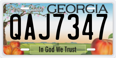 GA license plate QAJ7347