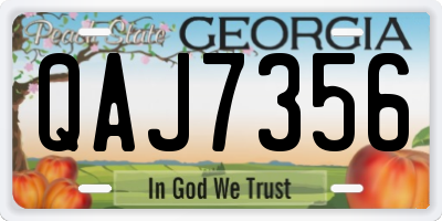 GA license plate QAJ7356