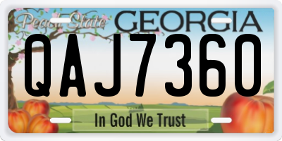 GA license plate QAJ7360