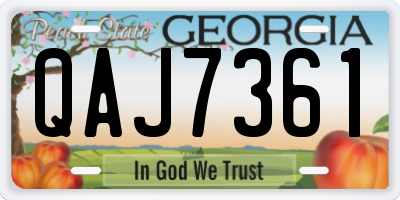 GA license plate QAJ7361