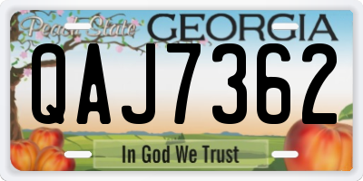 GA license plate QAJ7362