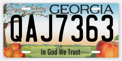 GA license plate QAJ7363