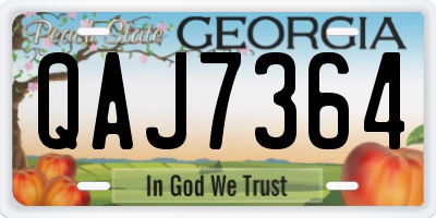 GA license plate QAJ7364