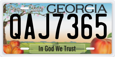 GA license plate QAJ7365
