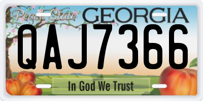 GA license plate QAJ7366