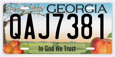 GA license plate QAJ7381