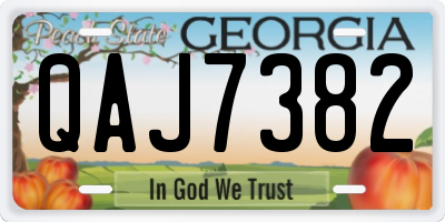 GA license plate QAJ7382
