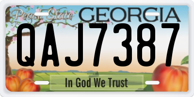 GA license plate QAJ7387