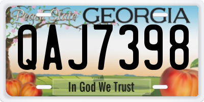 GA license plate QAJ7398