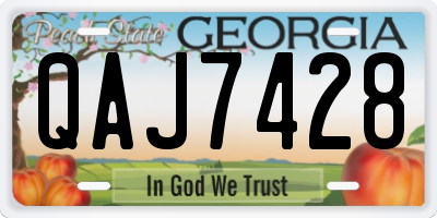 GA license plate QAJ7428