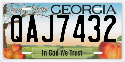 GA license plate QAJ7432