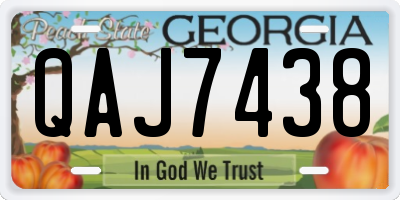 GA license plate QAJ7438