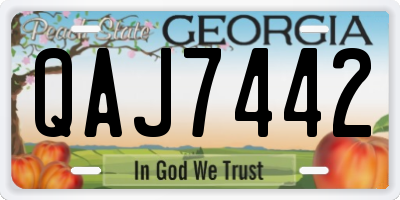 GA license plate QAJ7442