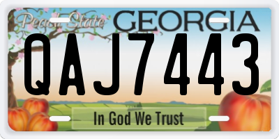 GA license plate QAJ7443
