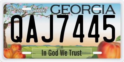 GA license plate QAJ7445