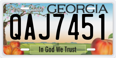 GA license plate QAJ7451