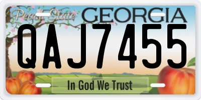 GA license plate QAJ7455