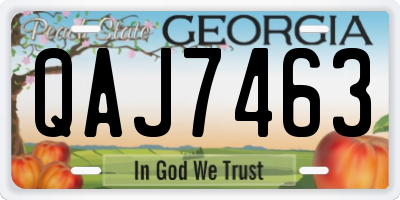 GA license plate QAJ7463