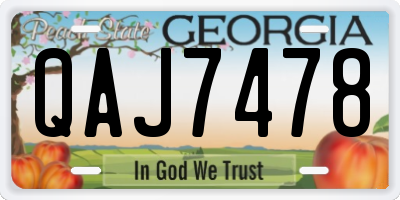 GA license plate QAJ7478