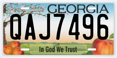 GA license plate QAJ7496