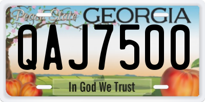 GA license plate QAJ7500