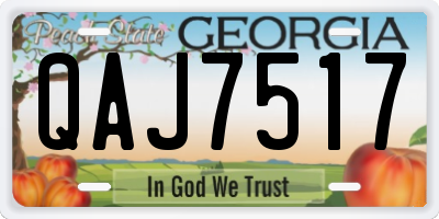 GA license plate QAJ7517