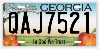 GA license plate QAJ7521