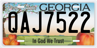 GA license plate QAJ7522