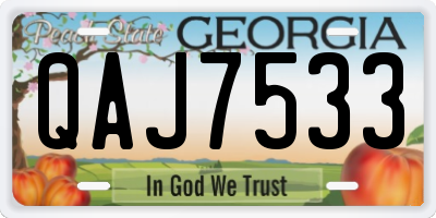 GA license plate QAJ7533