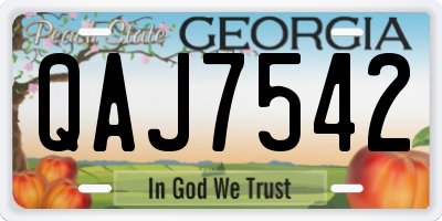 GA license plate QAJ7542
