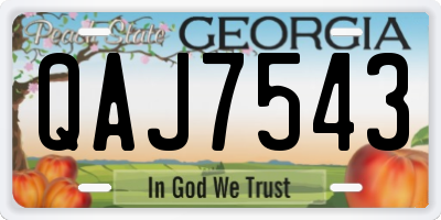 GA license plate QAJ7543