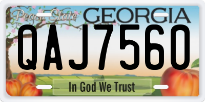 GA license plate QAJ7560