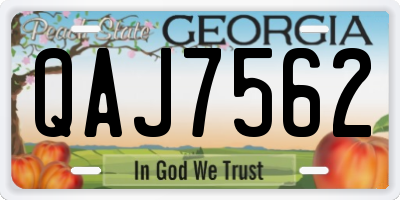 GA license plate QAJ7562