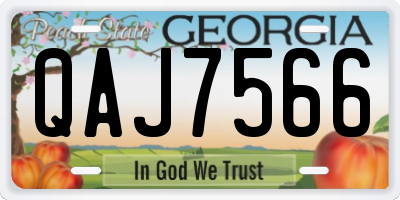 GA license plate QAJ7566