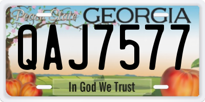 GA license plate QAJ7577