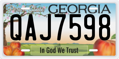 GA license plate QAJ7598