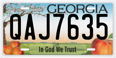 GA license plate QAJ7635