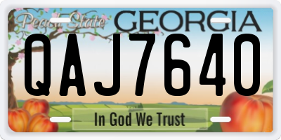 GA license plate QAJ7640