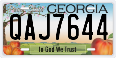 GA license plate QAJ7644