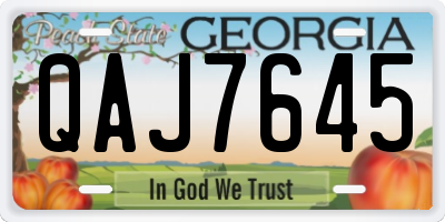 GA license plate QAJ7645