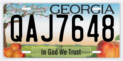 GA license plate QAJ7648